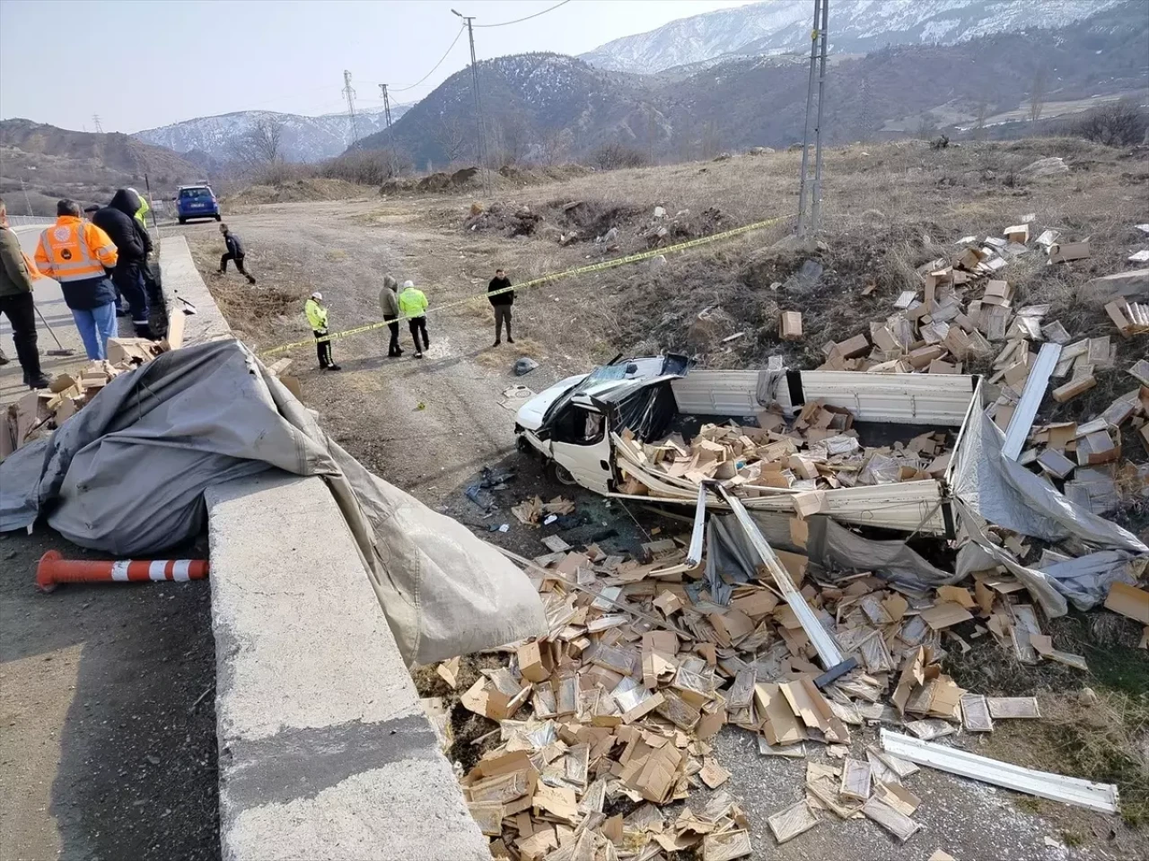 Koyulhisar'da Devrilen Kamyonetdeki Arılar Krize Yol Açtı!